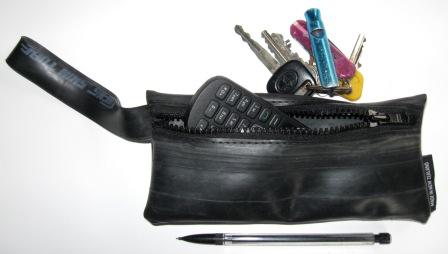 Recycled inner tube wrist purse